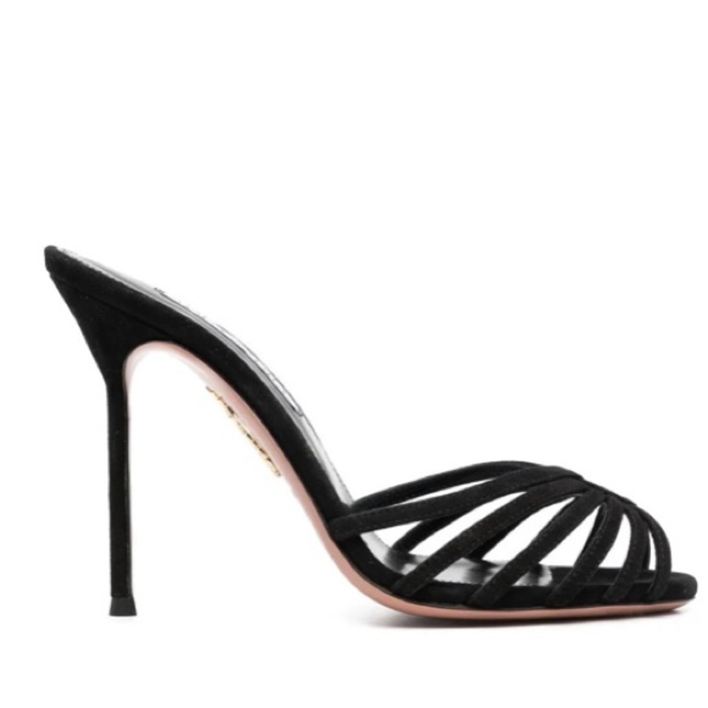 Aquazzura FLOW 105MM MULES IN BLACK - Picture 2 of 8